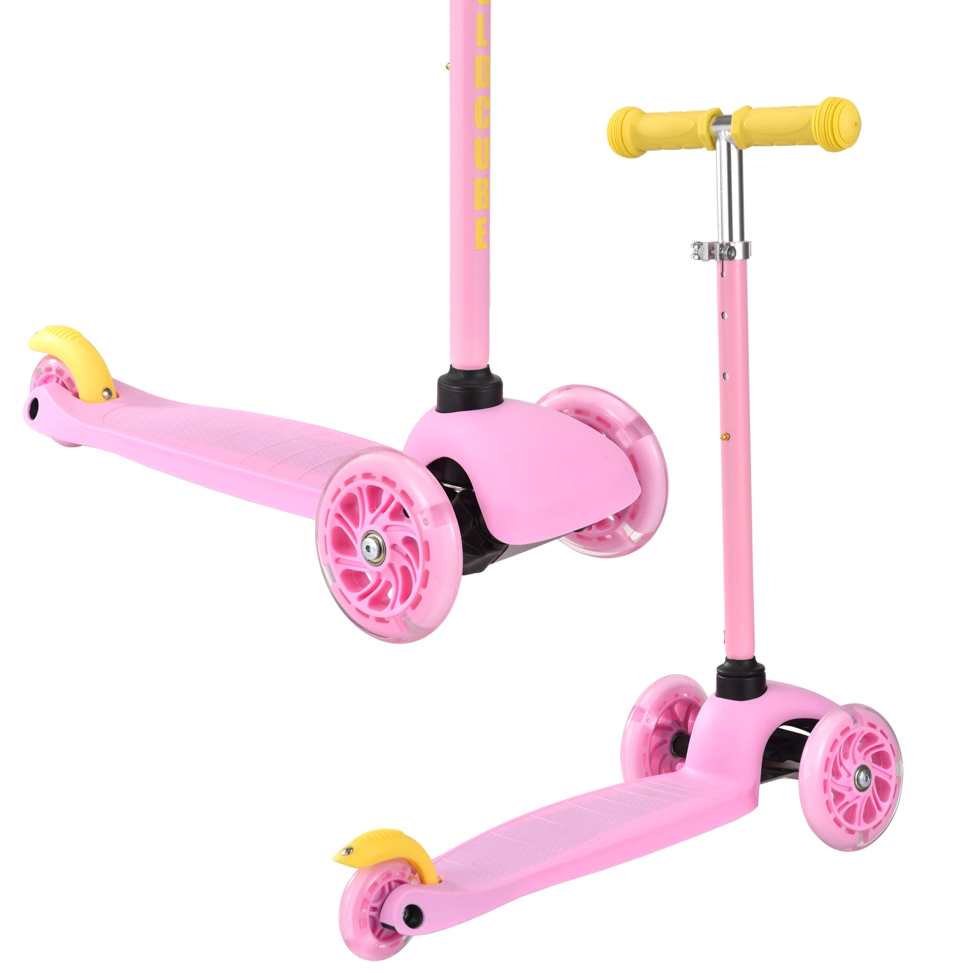 Pink & Yellow - Teeny 3 Wheel Scooter-1