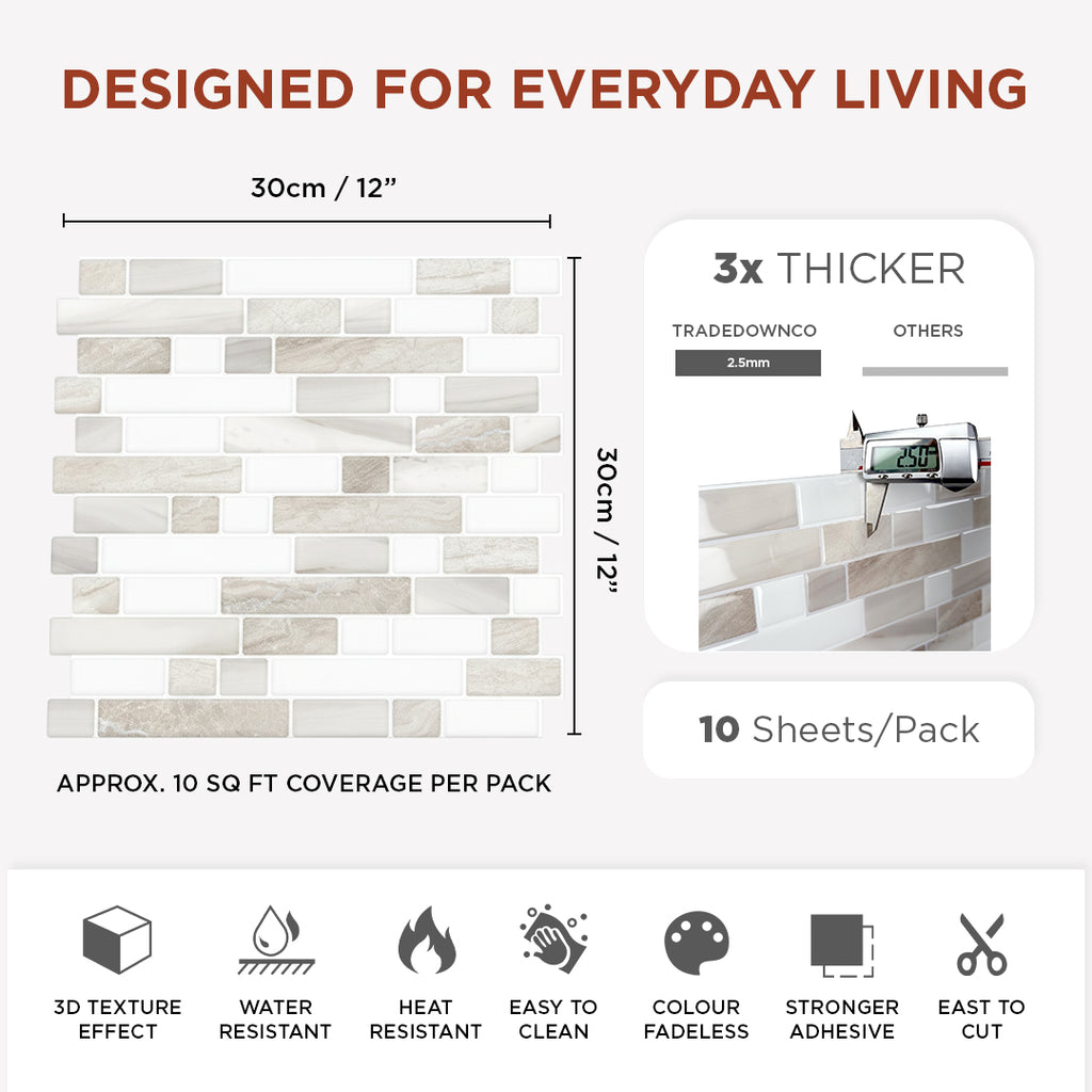 Glossy White & Beige