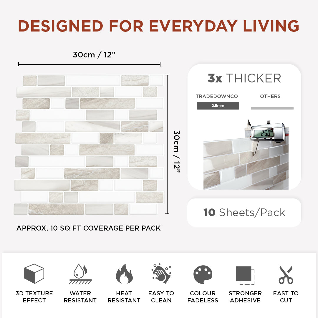 Glossy White & Beige