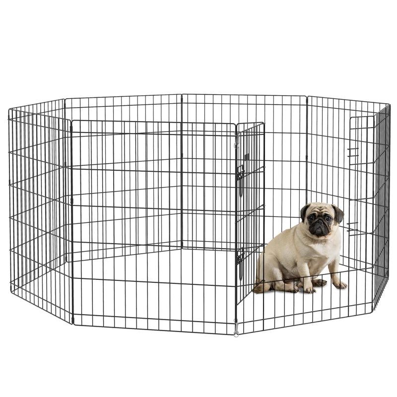 8 Panel DIY Dog Pen with Door for Dogs, Small Animals, Indoor/Outdoor Use, 61cm High | PawHut-0