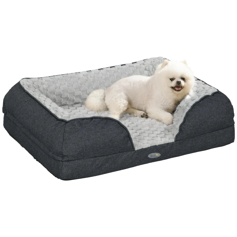 PawHut Calming Dog Bed Pet Mattress with Removable Cover, Anti-Slip Bottom, for Small Dogs, 70L x 50W x 18Hcm in Charcoal Grey-0