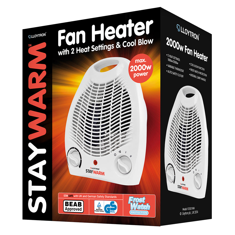 Lloytron Staywarm 2Kw Upright Fan Heater in White-0