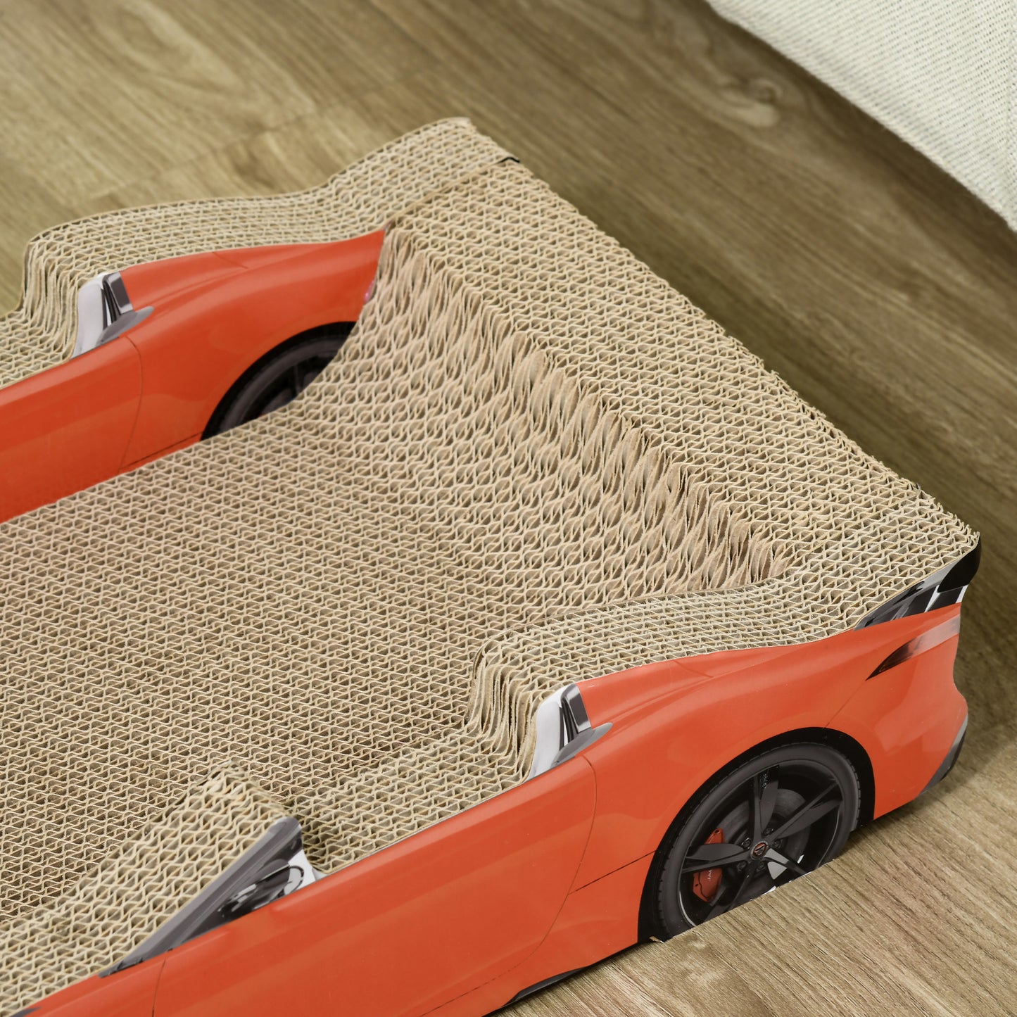 2 in 1 Cat Scratching Board with Catnip, Car-shaped by PawHut-7