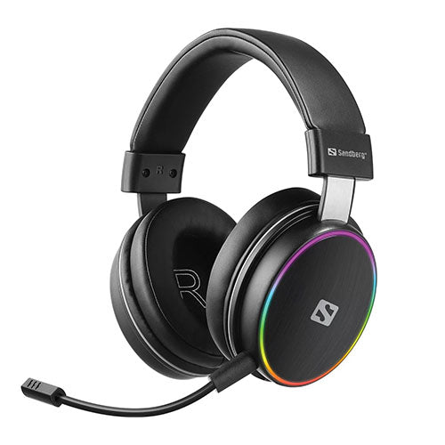 Sandberg HeroBlaster Wireless Gaming Headset, Bluetooth 5.1/3.5mm Jack, Detachable Mic, Multi-Colour LED lights, 5 Year Warranty-0