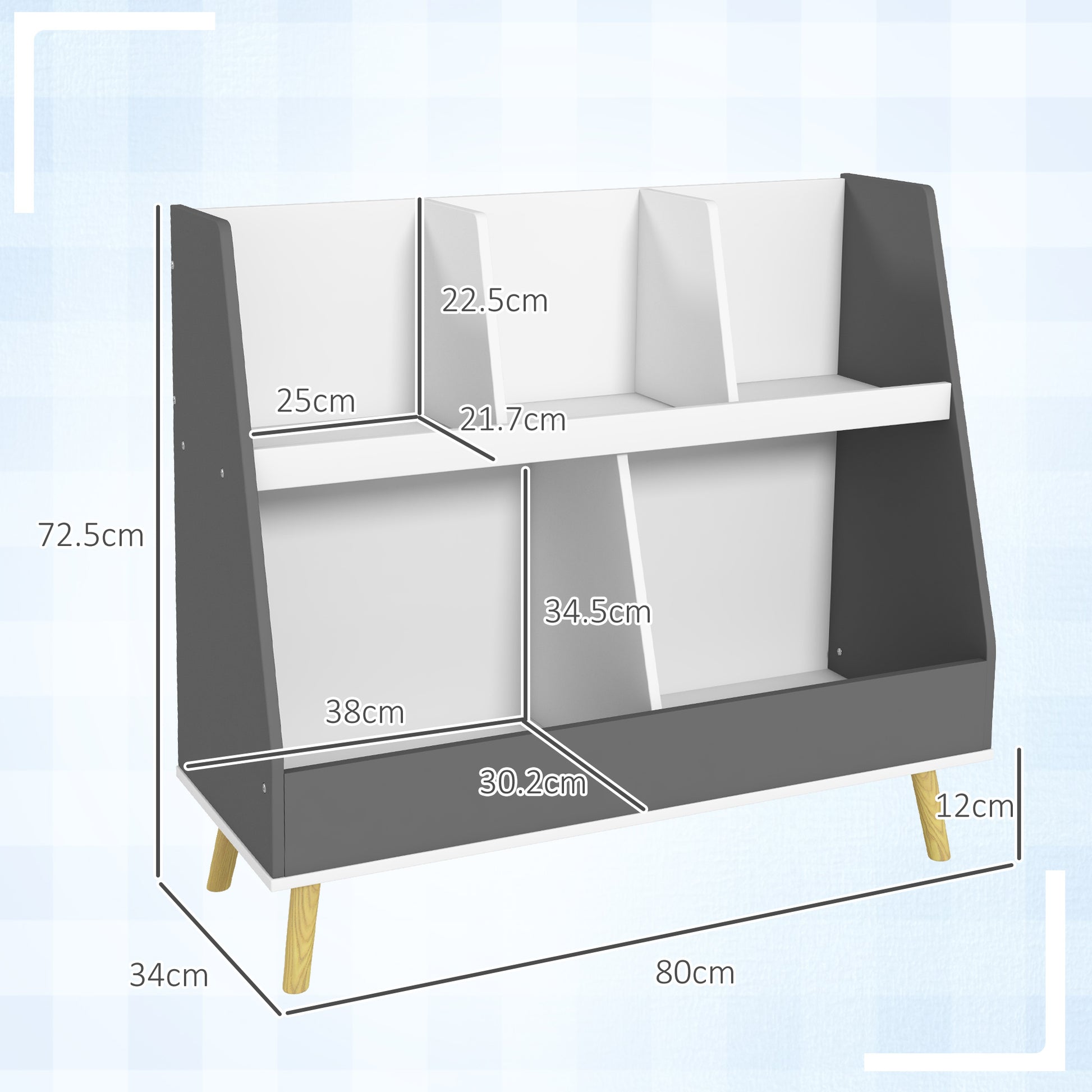 Kids Storage Shelf with 5 Compartments, Grey | HOMCOM-1