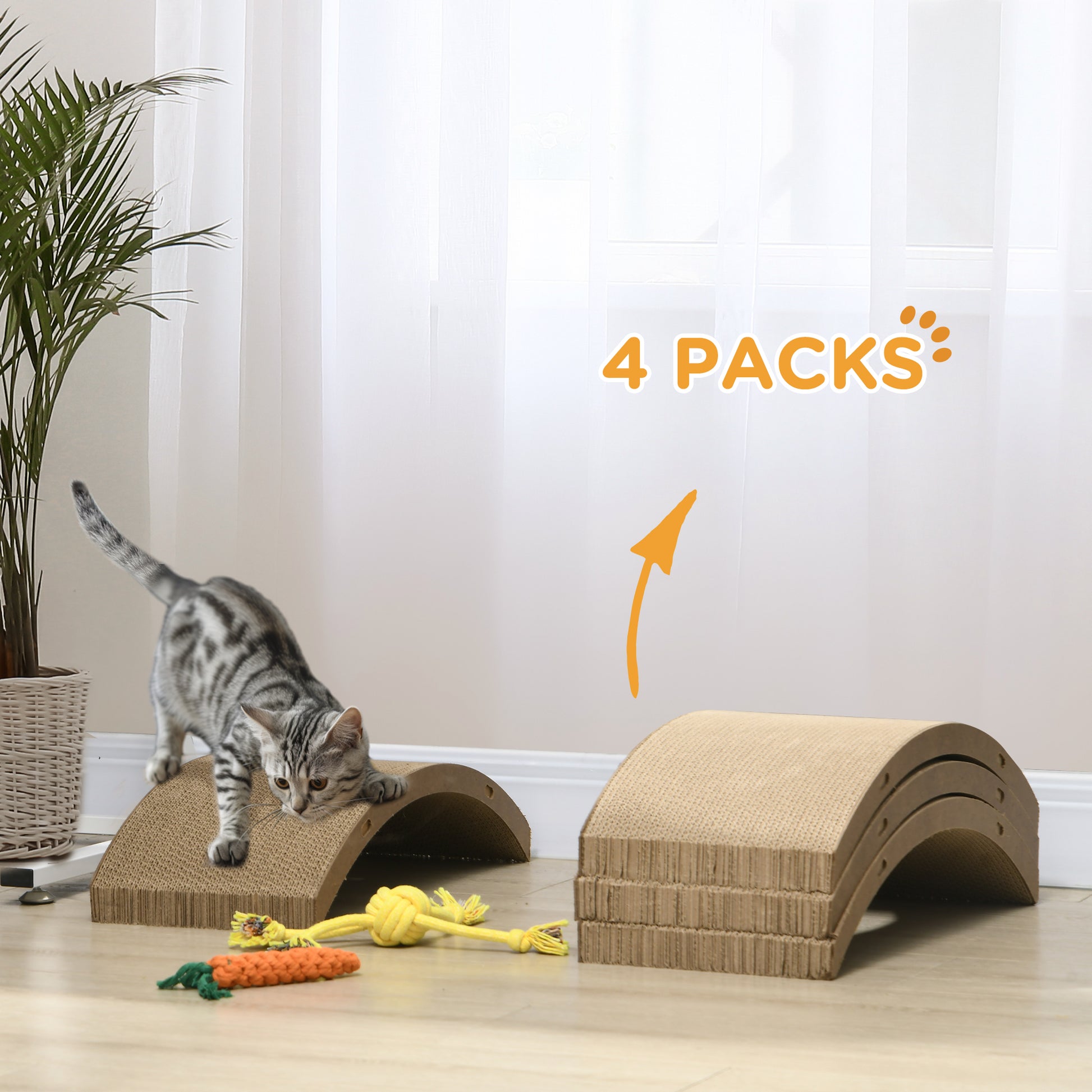 4PCs Cat Scratching Board Cat Treadmill Replacement, 55 x 26cm, Brown | PawHut-2