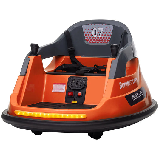 Bumper Car, 360° Rotation Spin 12V Kids Electric Car with Lights, Music, for Ages 1.5-5 Years - Orange | HOMCOM-0