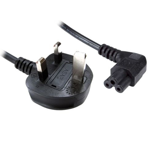 Jedel UK Power Lead, Cloverleaf, Moulded Plug, Right Angle Connector, 1 Metre-0