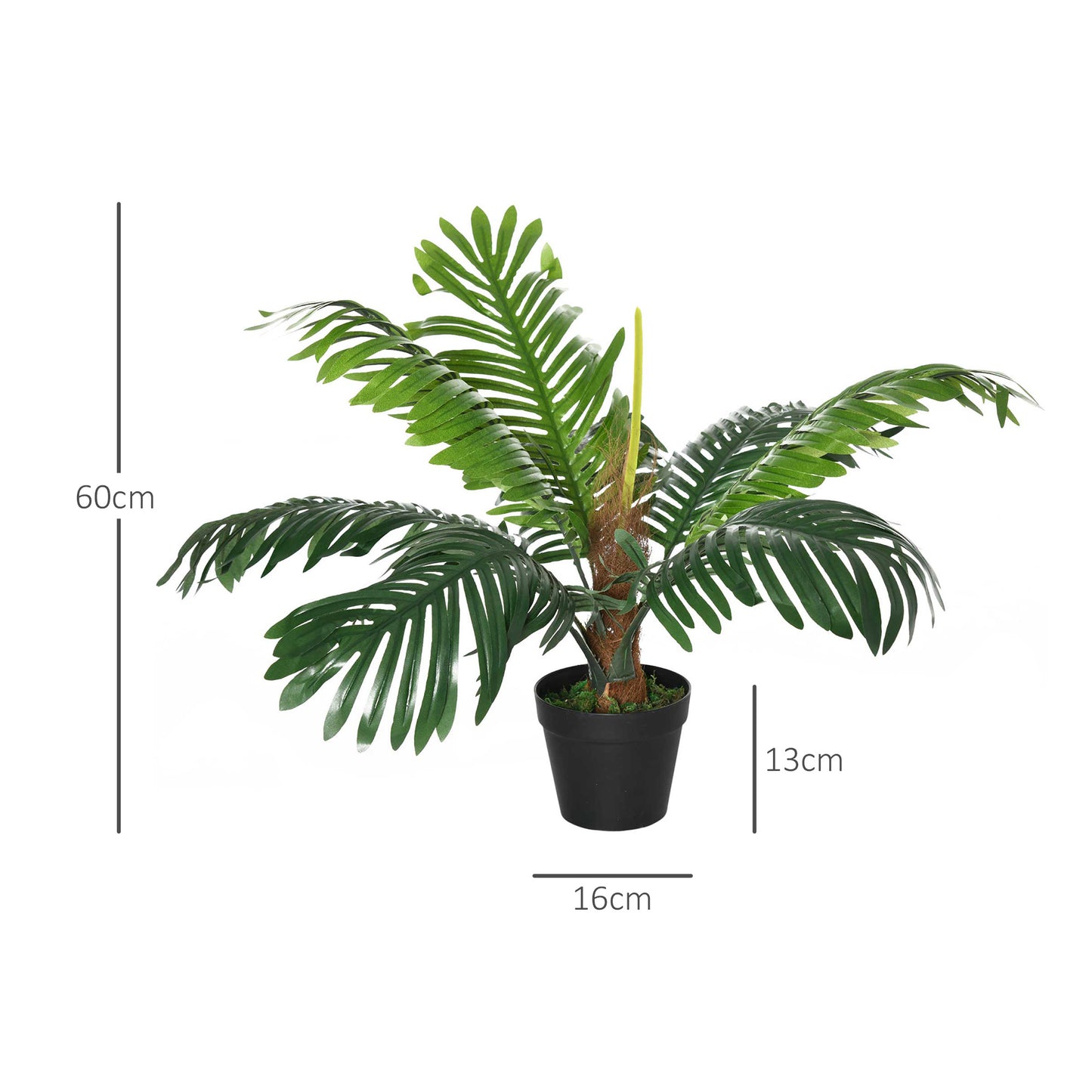 2 Pack 60cm Artificial Palm Tree Decorative Plant with Nursery Pot, Fake Tropical Tree for Indoor Outdoor Décor by Outsunny-1