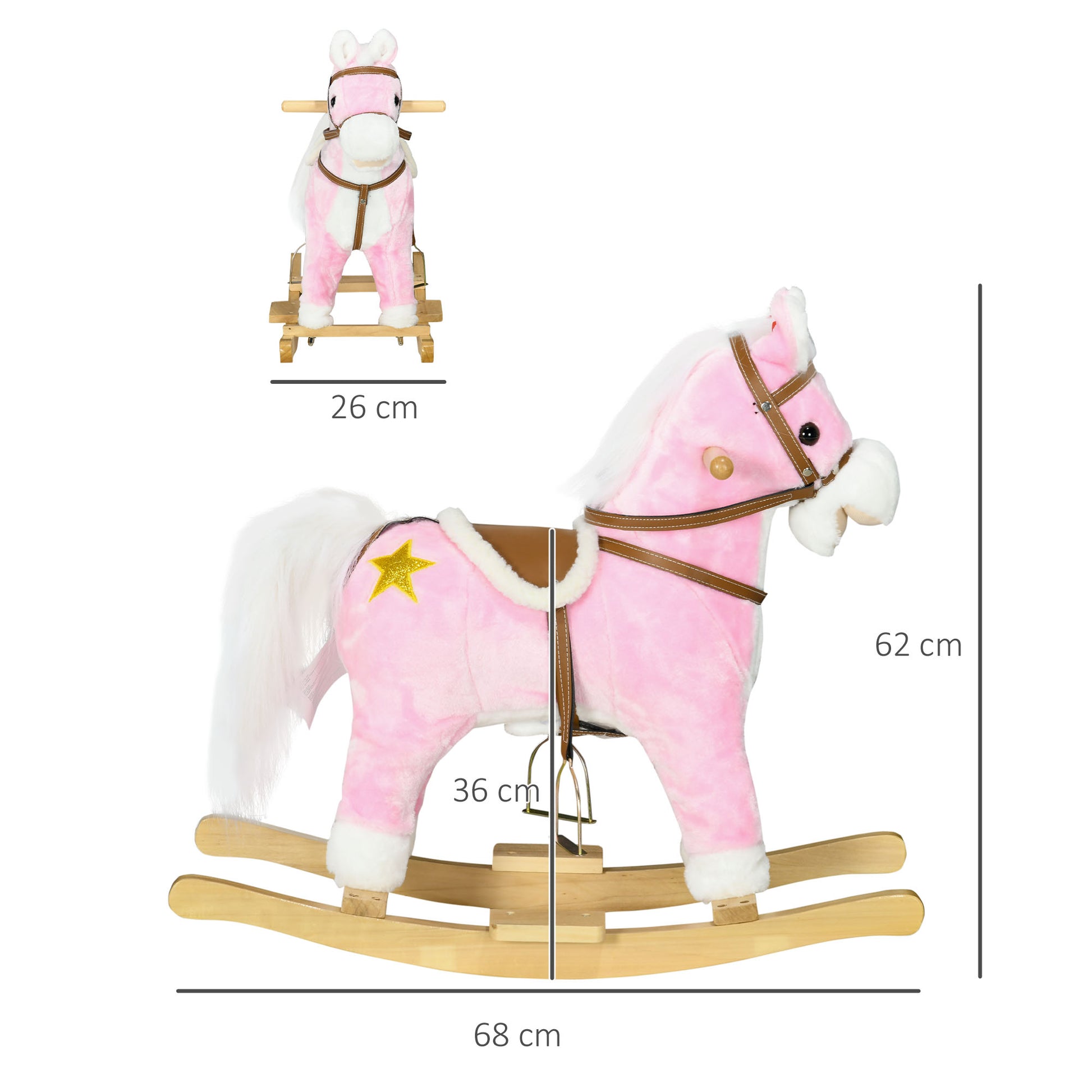 Wooden Rocking Horse with Music, Sound, Saddle for 3-6 Years | HOMCOM-1