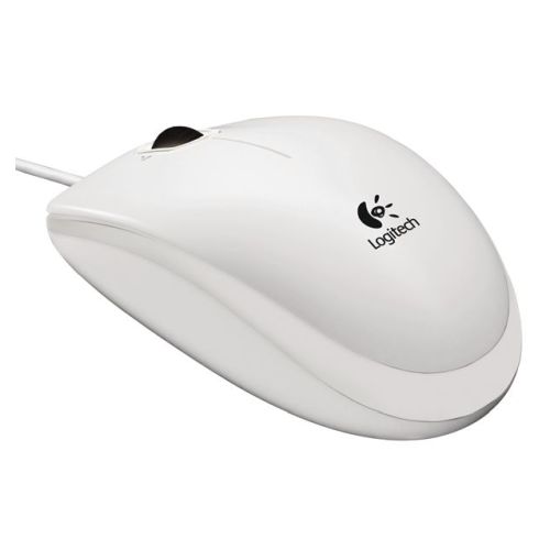 Logitech B100 Wired Optical Mouse, USB, 800 DPI, Ambidextrous, White, OEM-0