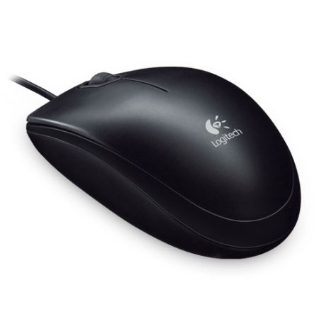 Logitech B100 Wired Optical Mouse, USB, 800 DPI, Ambidextrous, Black, OEM-0