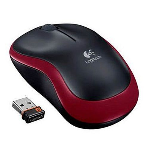 Logitech M185 Wireless Notebook Mouse, USB Nano Receiver, Black/Red-0