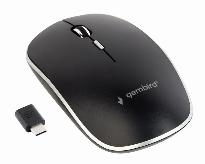 Gembird Type C Wireless Silent Optical PC Computer Mouse - Black - MSE-WL/USBC-1