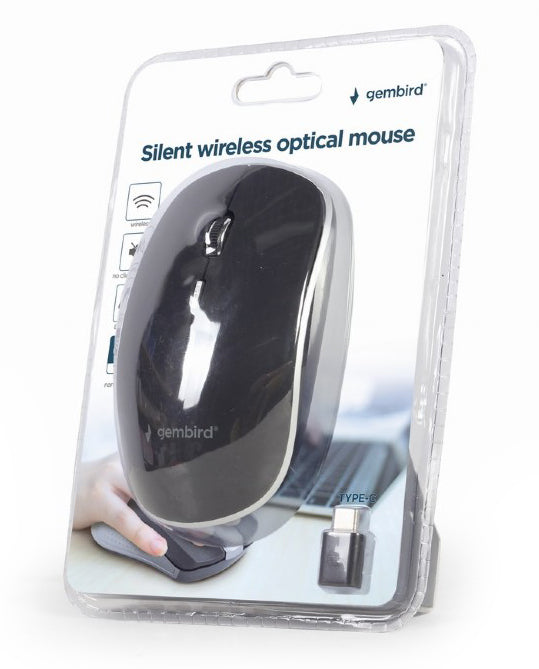 Gembird Type C Wireless Silent Optical PC Computer Mouse - Black - MSE-WL/USBC-2