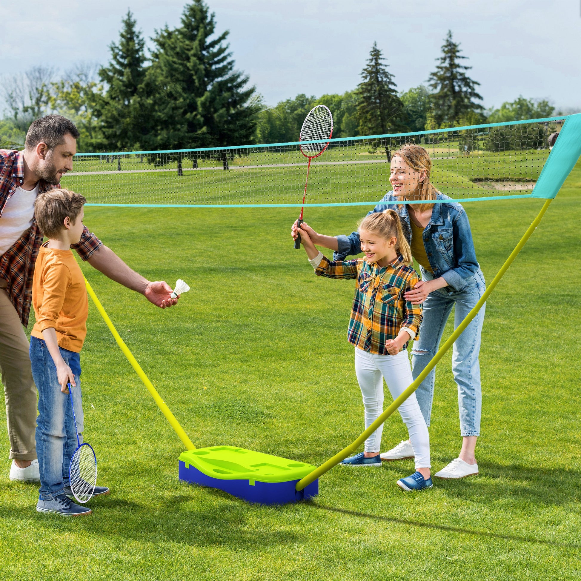 Badminton Set with Volleyball Net, Portable Badminton Net with 2 Rackets, 2 Shuttlecocks and Carry Case, for Indoor Outdoor Sports | SPORTNOW-8