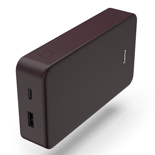 Hama Colour 20 Plum 20000mAh Fast Charge Powerbank, USB-A & USB-C, LED Capacity Indicator-0