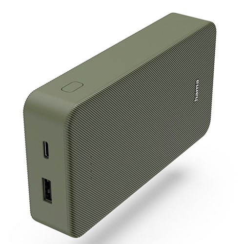 Hama Colour 20 Green 20000mAh Fast Charge Powerbank, USB-A & USB-C, LED Capacity Indicator-0