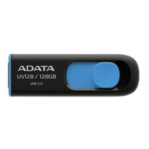 ADATA 128GB UV128 USB 3.0 Memory Pen, Retractable, Capless, Black & Blue-0