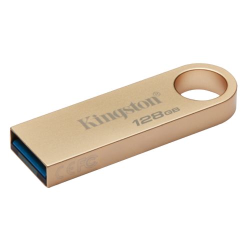 Kingston 128GB DataTraveler SE9 G3 Memory Pen, USB 3.2 Gen1 Type-A, Metal Gold Casing-0