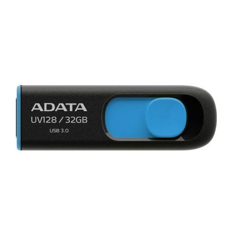 ADATA 32GB UV128 USB 3.0 Memory Pen, Retractable, Capless, Black & Blue-0