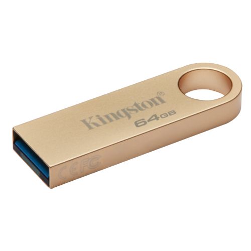 Kingston 64GB DataTraveler SE9 G3 Memory Pen, USB 3.2 Gen1 Type-A, Metal Gold Casing-0