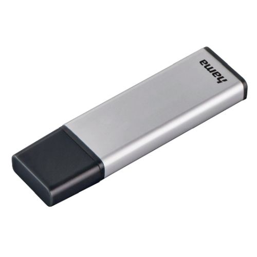 Hama Classic 128GB USB 3.0 Memory Pen, Aluminium, Cap, Keyring, 90MB/s, Black/Silver-0