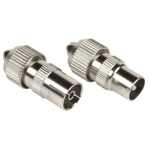 Hama Coax Connector Set, 1 Male & 1 Female, Metal, Screw Attachment-0