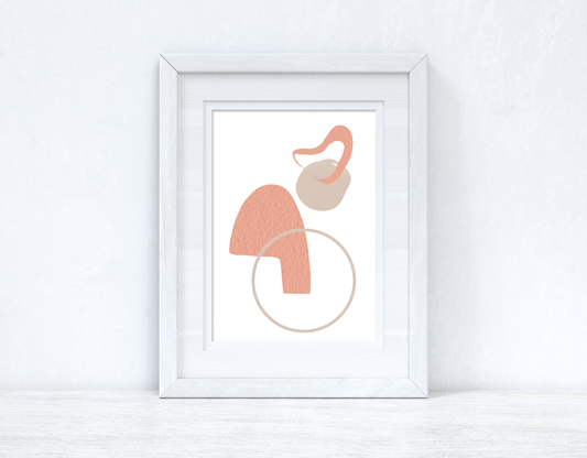 Peach Pink & Beige Abstract 2 Colour Shapes Home Wall Decor Print-0