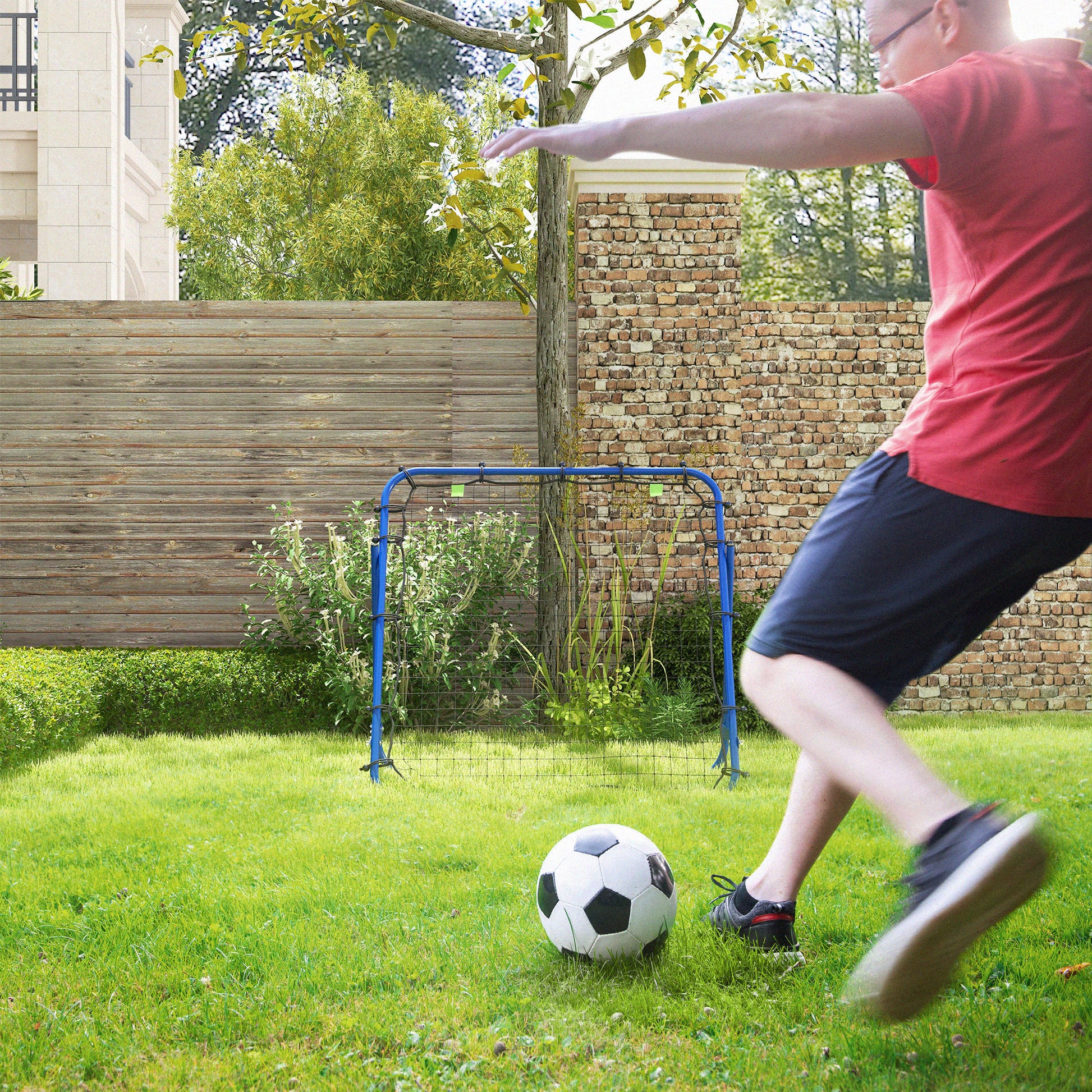 Blue Rebounder Net: Adjustable Kickback Target Goal for Teens Adults Training by HOMCOM-8