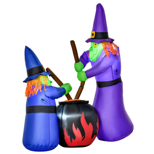 HOMCOM 1.8H m Halloween Inflatable Witches Decoration, Polyester-0