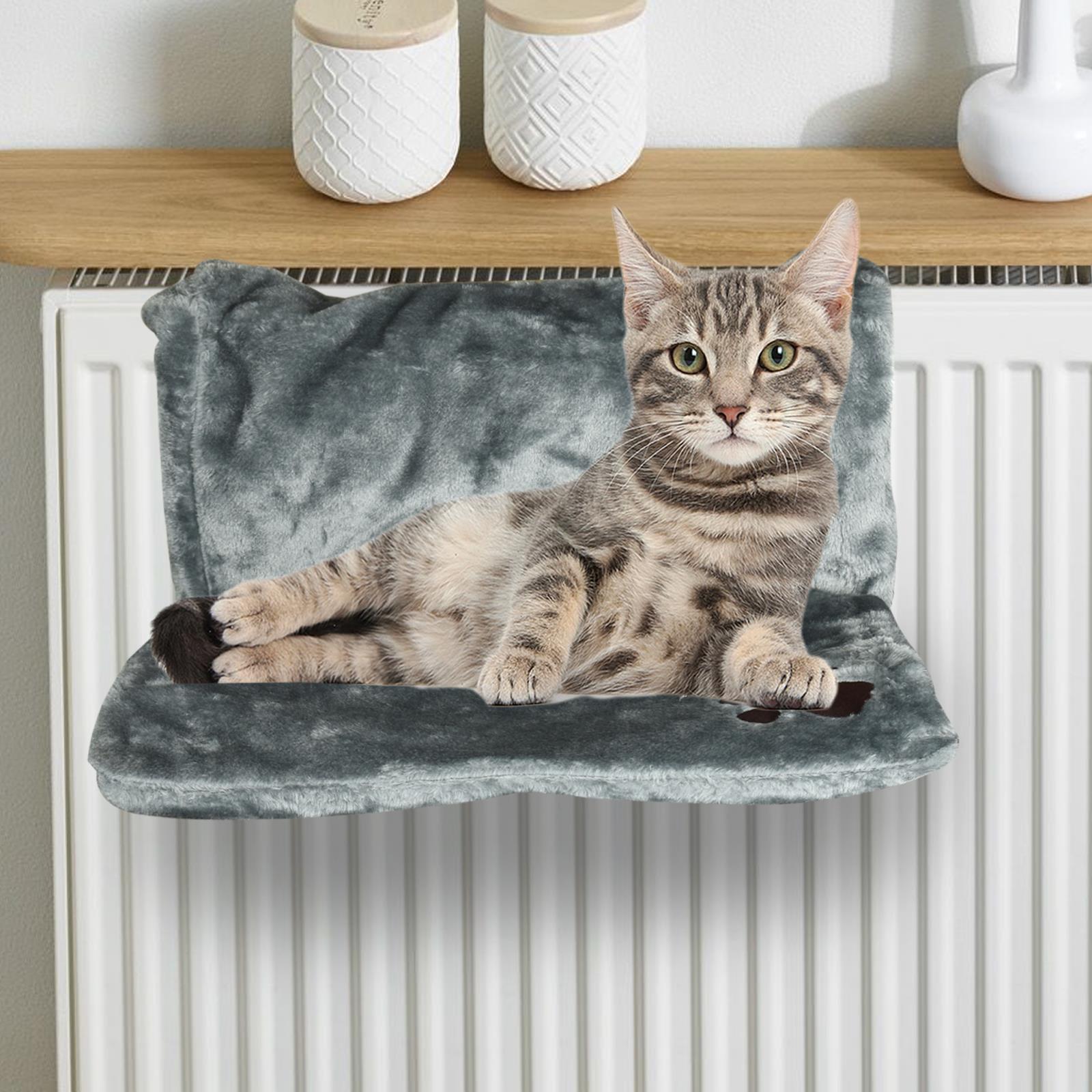 Cat Radiator Bed 45x31x24cm 2339 GREY With Paw Print-0