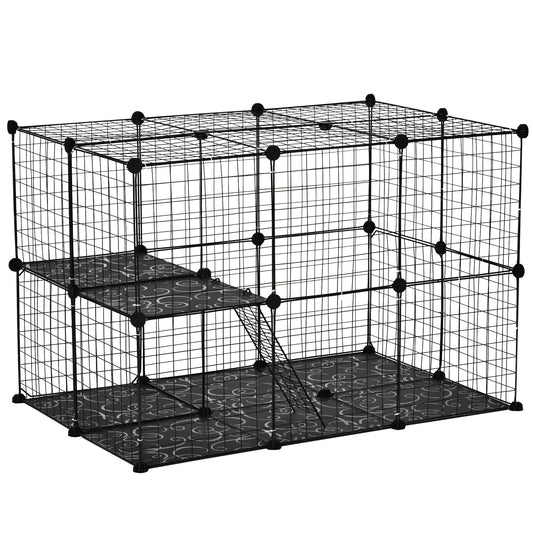 Pet Playpen DIY Small Animal Cage with Doors Ramps for Kitten, Bunny and Chinchillas-0