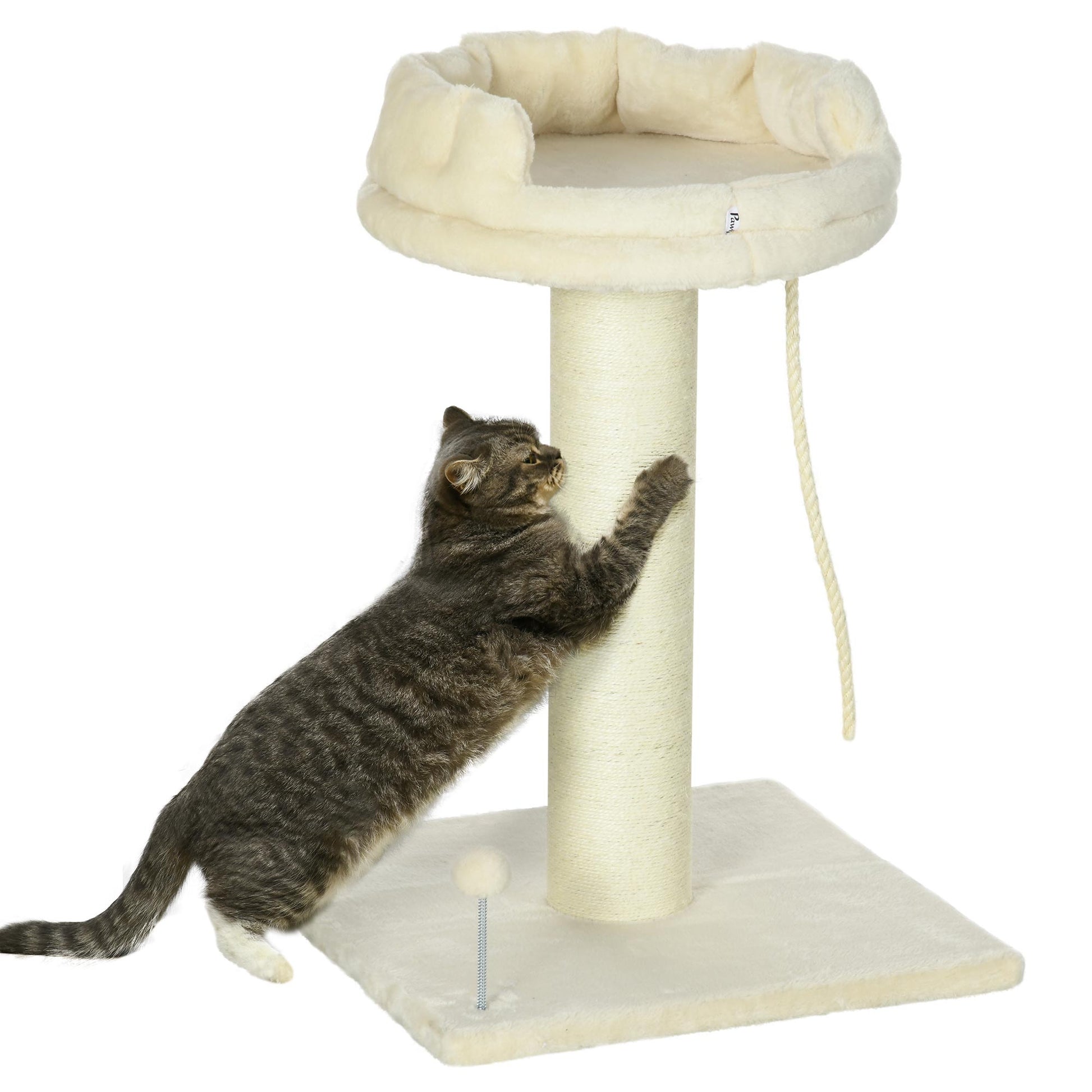 Cat Tree for Indoor Cats with Sisal Scratching Post Spacious Kitten Bed - Cream-0