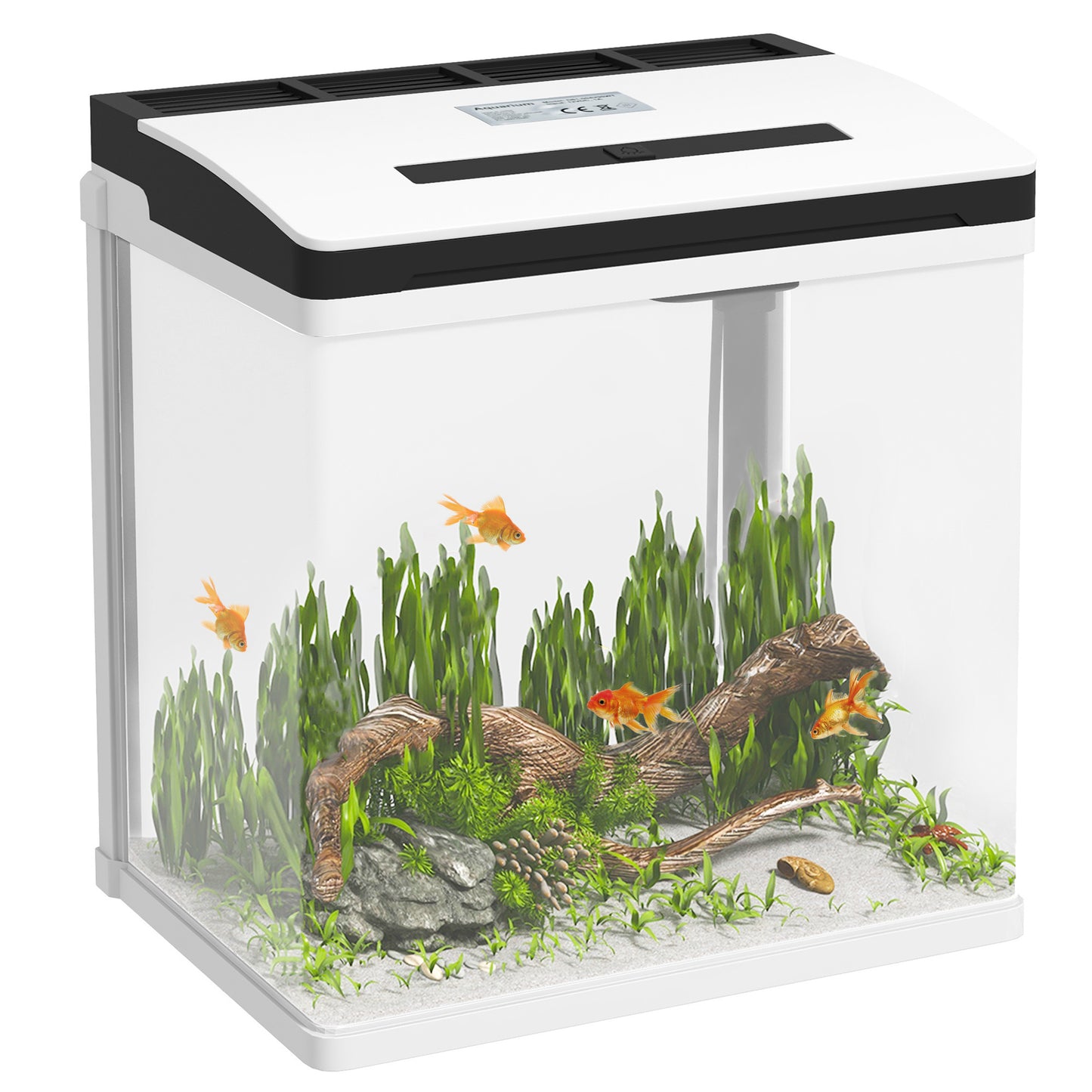 PawHut Aquarium 13L or 28L Glass Fish Tank with Filter LED Lighting Water Pump-0