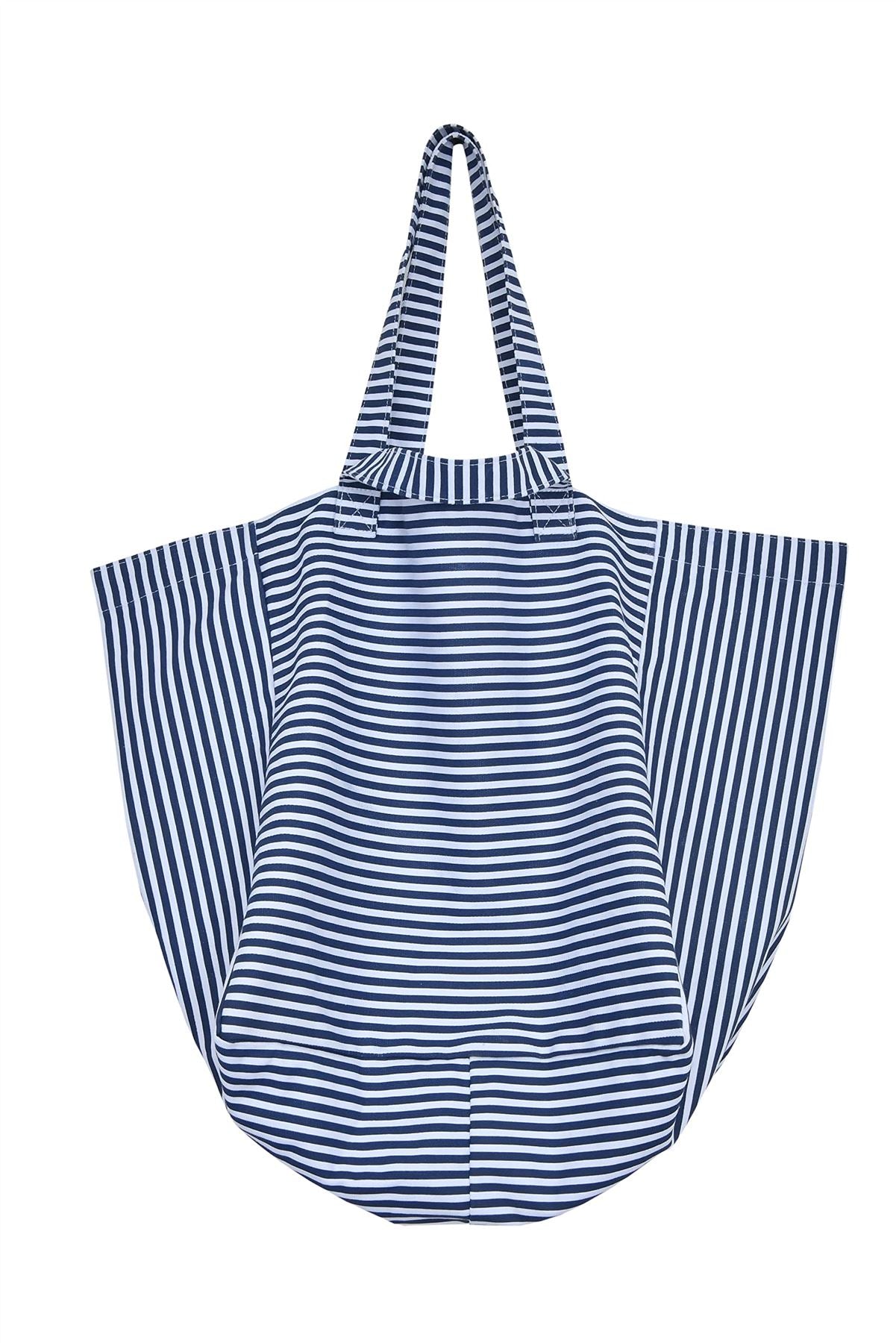 STRIPED TOTE BAG WHT/BLUE-0