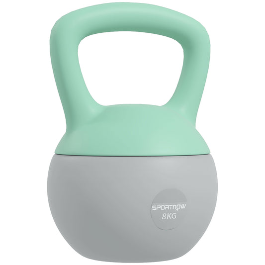 SPORTNOW 4, 8 or 10 KG Kettlebell with Soft Body and Non-Slip Handle Grey and Green-0