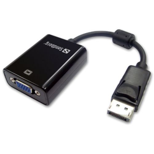 Sandberg DisplayPort Male to VGA Female Converter Cable, 20cm, Black, 5 Year Warranty-0