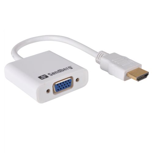 Sandberg HDMI Male to VGA Female Converter Cable, 25cm, White, 5 Year Warranty-0