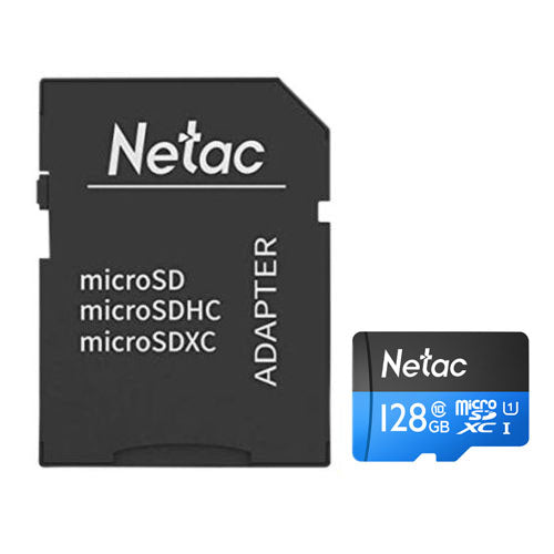 Netac P500 128GB MicroSDXC Card with SD Adapter, UHS-I Class 10, U1, 90MB/s-0