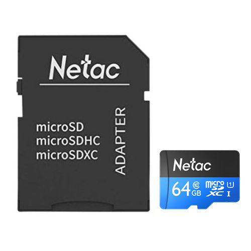 Netac P500 64GB MicroSDXC Card with SD Adapter, UHS-I Class 10, U1, 90MB/s-0