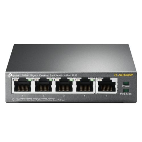 TP-LINK  (TL-SG1005P) 5-Port Gigabit Unmanaged Desktop Switch, 4 Port PoE+, Steel Case-0