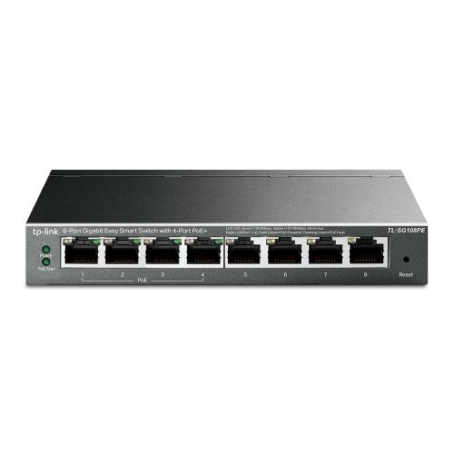 TP-LINK (TL-SG108PE) 8-Port Gigabit Easy Smart Switch
with 4-Port PoE+, Steel Case-0