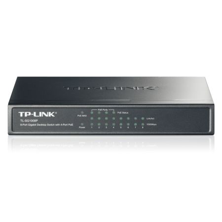 TP-LINK (TL-SG1008P) 8-Port Gigabit Unmanaged Desktop Switch, 4-Port PoE, Steel Case-0