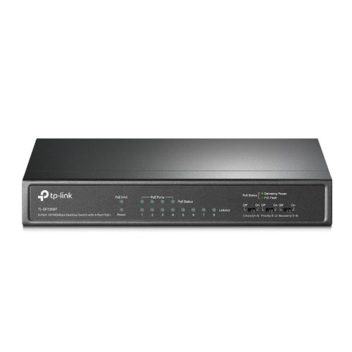 TP-LINK (TL-SF1008P) 8-Port 10/100Mbps Unmanaged Desktop Switch, 4-Port PoE+, Steel Case-0