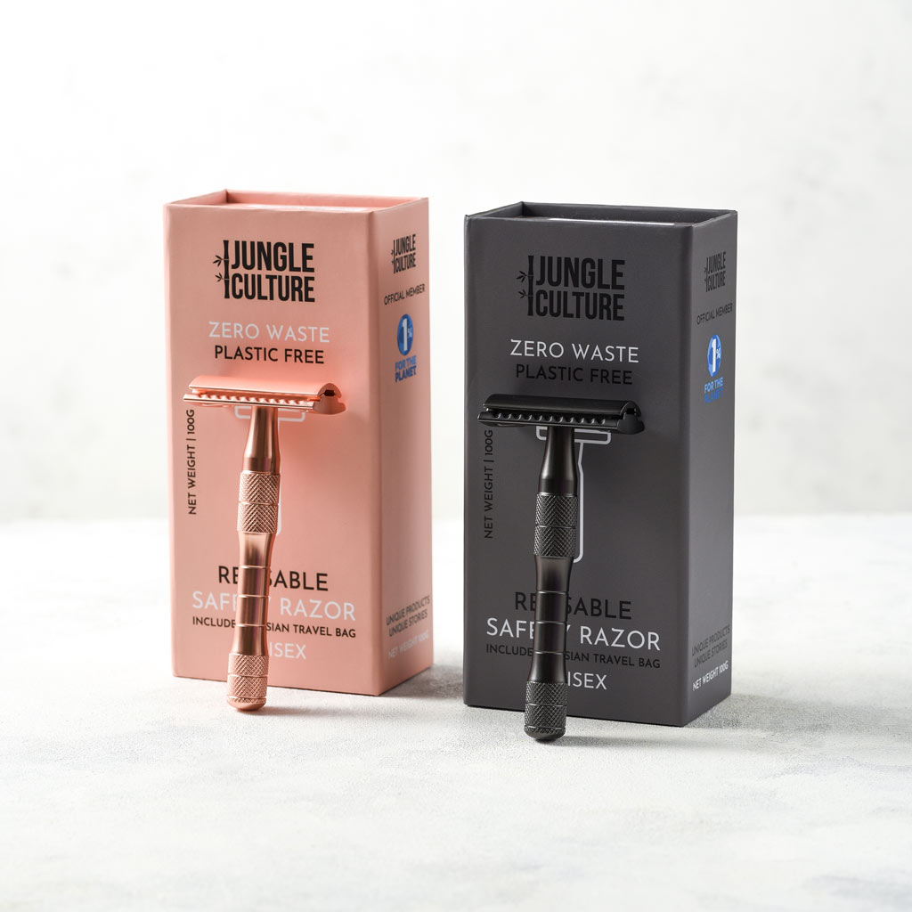 Rose Gold or Black Reusable Safety Razors (Thick Handle)-0