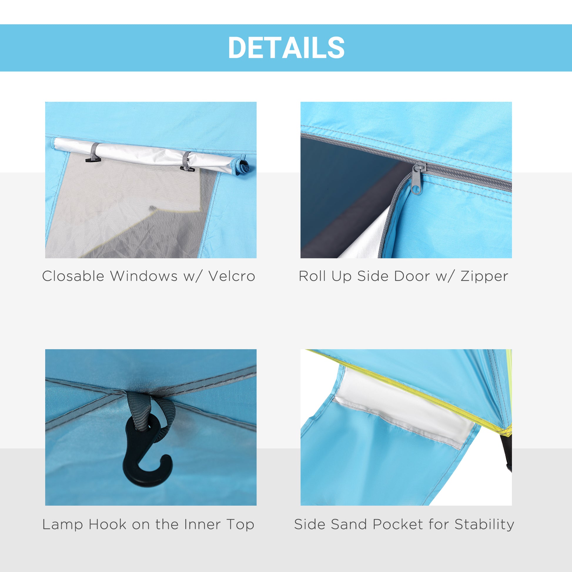 Dark Green Pop-Up Beach Tent: Quick Setup for 1-2 People, Mesh Windows & Doors | Outsunny-3