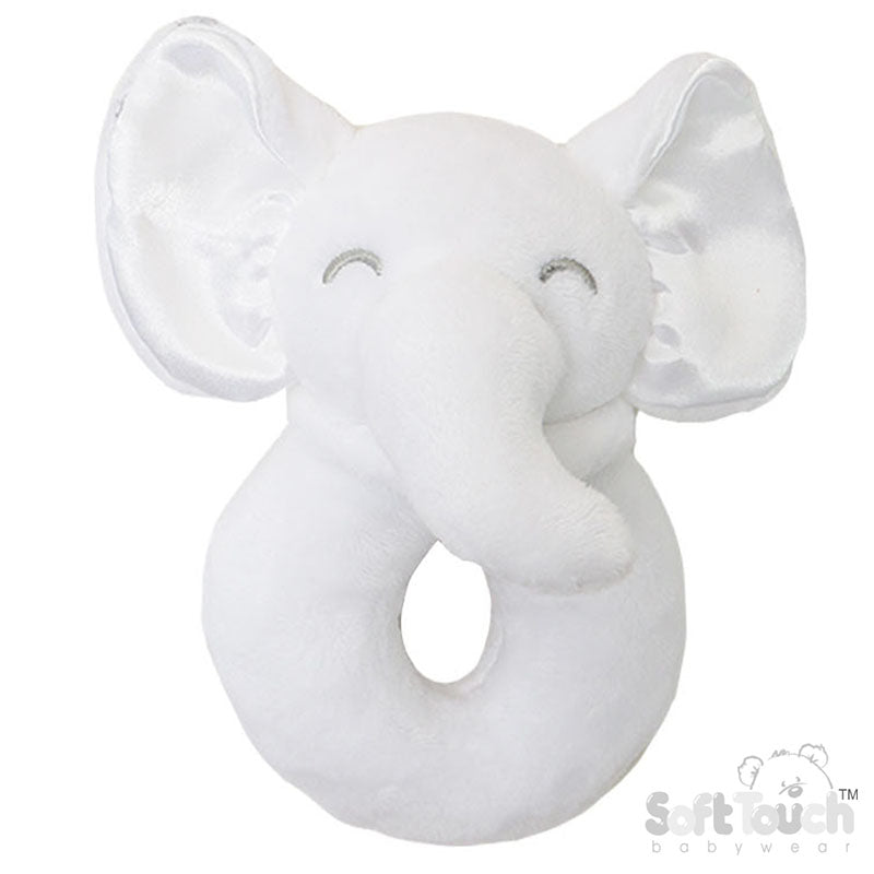 WHITE ELEPHANT RATTLE TOY (PK6) RT36-W-0