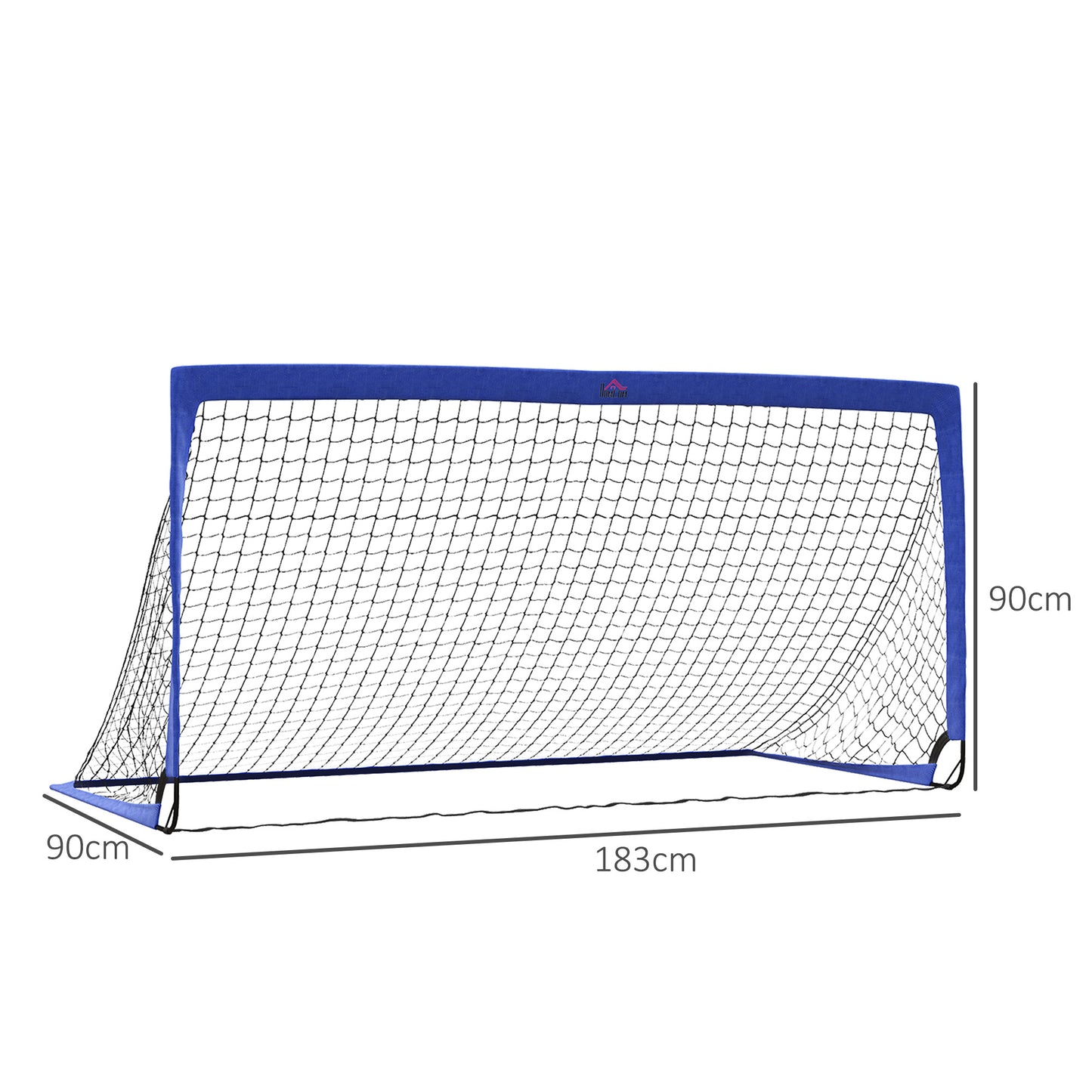 HOMCOM Set of 2 Football Goal Net 6 x 3 ft Foldable Outdoor Sport Training Teens Adults Soccer with Carrying Bag Blue-1