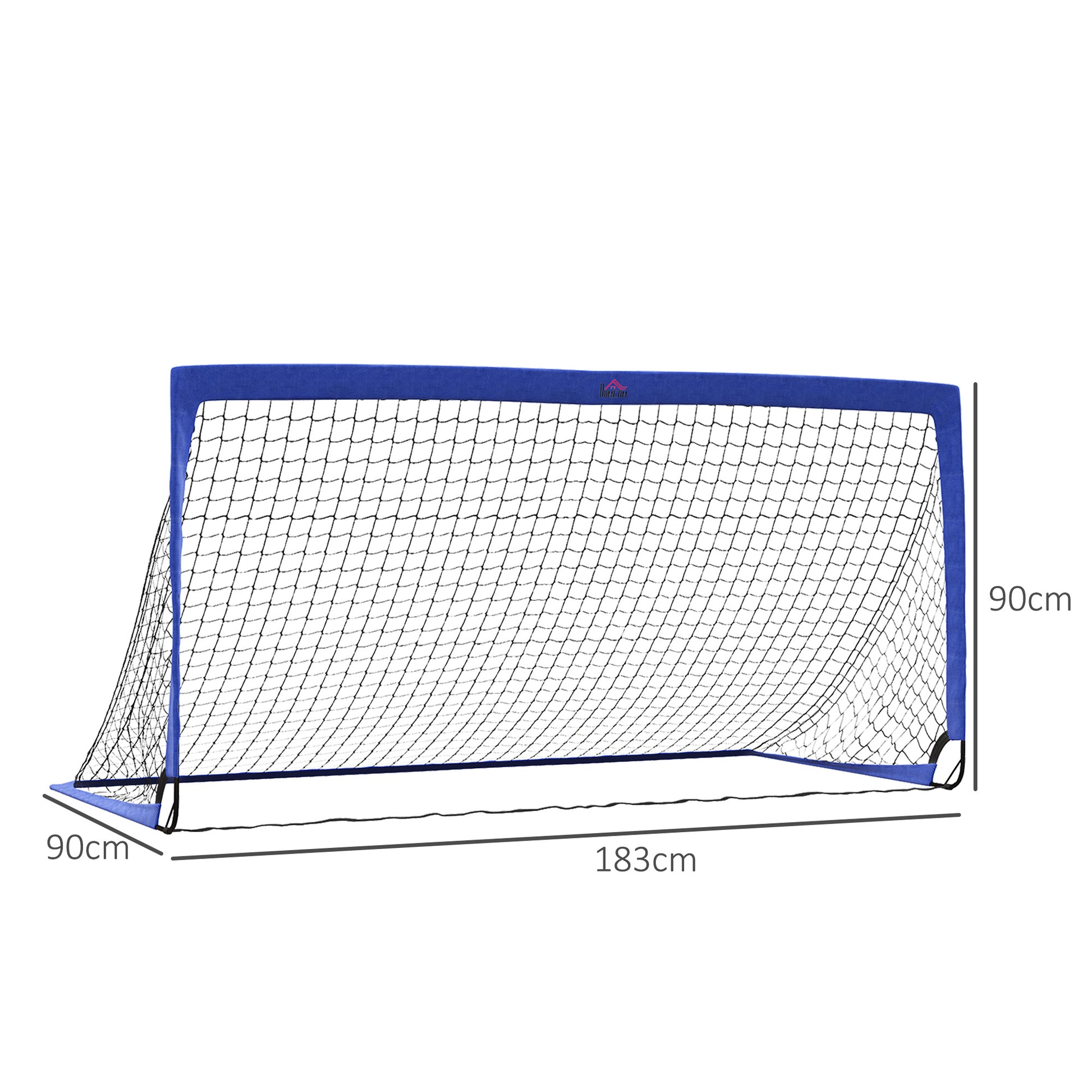 HOMCOM Set of 2 Football Goal Net 6 x 3 ft Foldable Outdoor Sport Training Teens Adults Soccer with Carrying Bag Blue-1